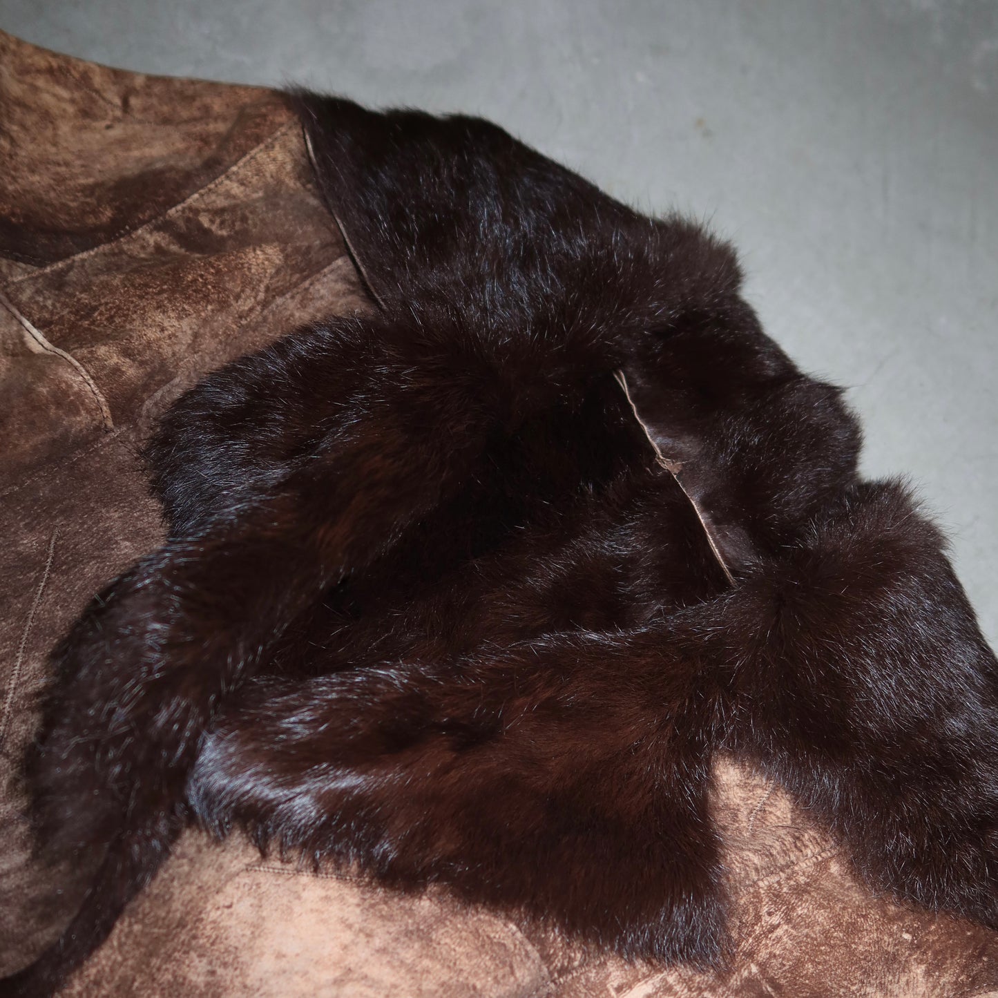 Vintage Brown Leather and Real Fur Jacket