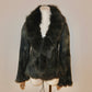 Vintage Green Leather and Real Fur Coat