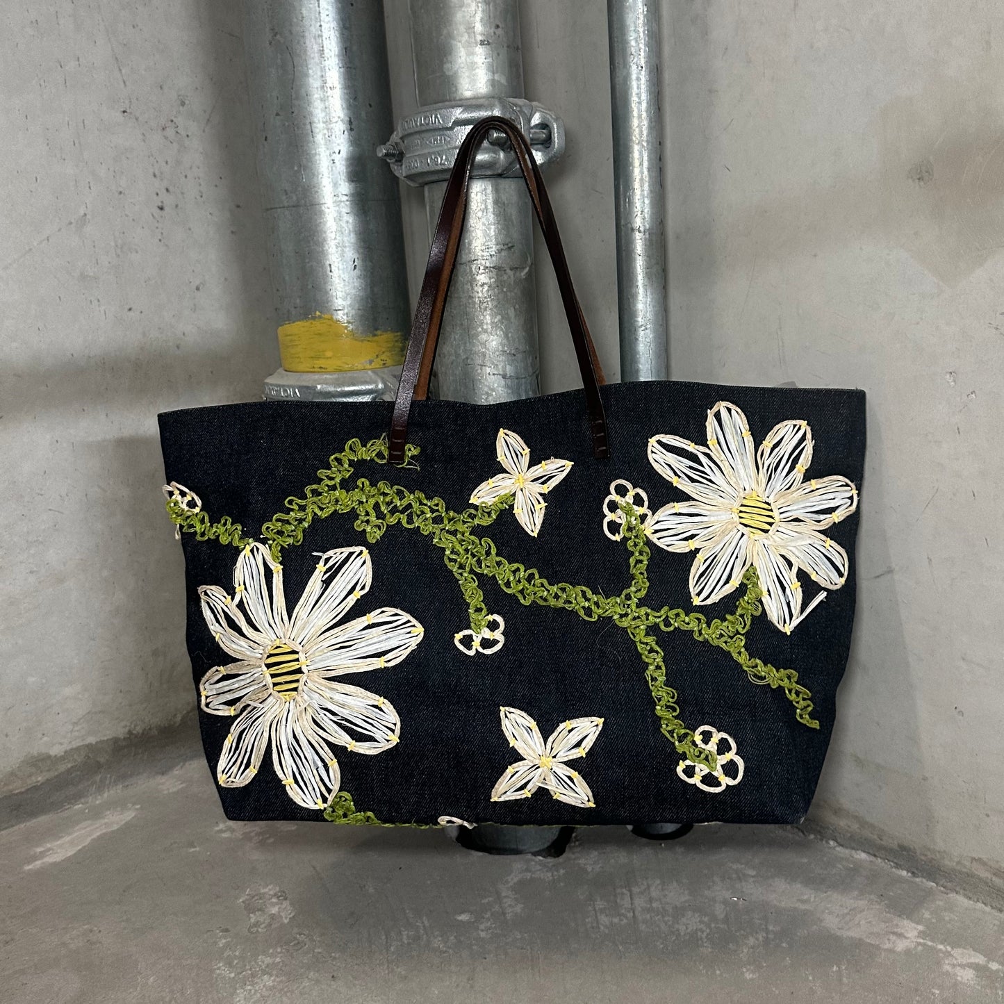 Fendi by Karl Lagerfeld Floral Denim Tote