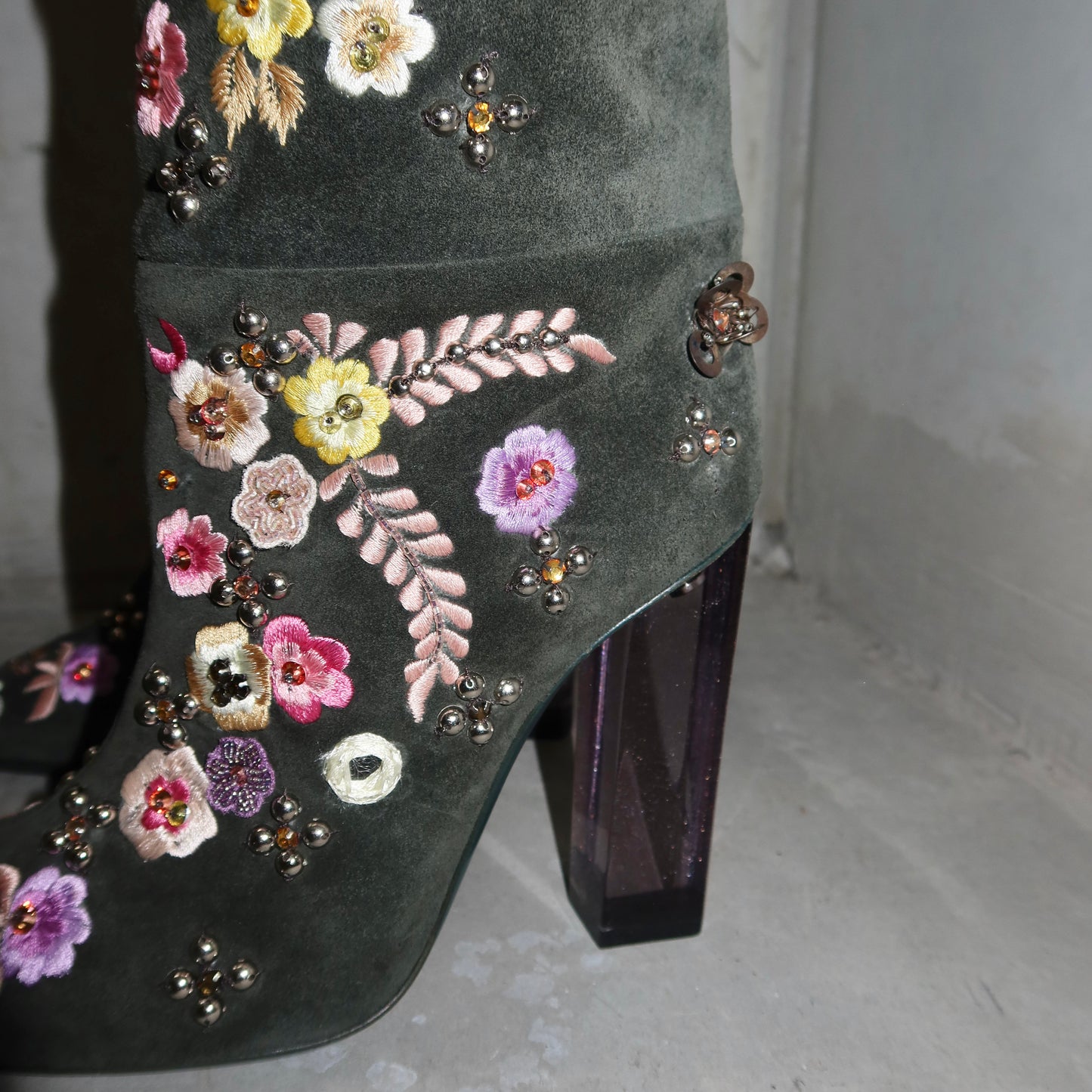 Emilio Pucci Embroidered Suede Boots (37)
