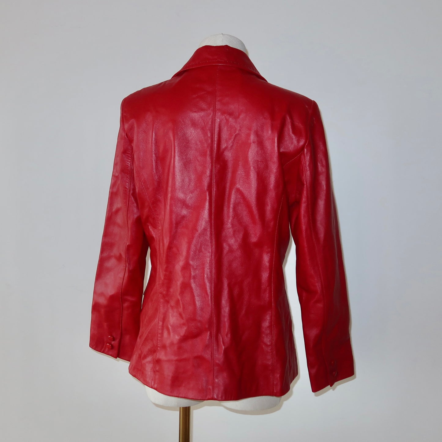 Balmain Red Leather Blazer