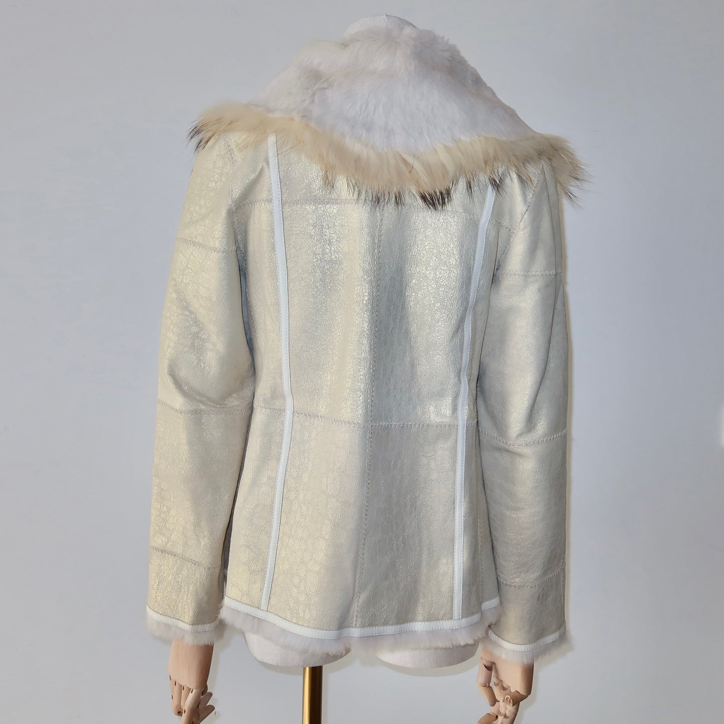 Vintage Gold Leather and Real Fur Reversible Jacket