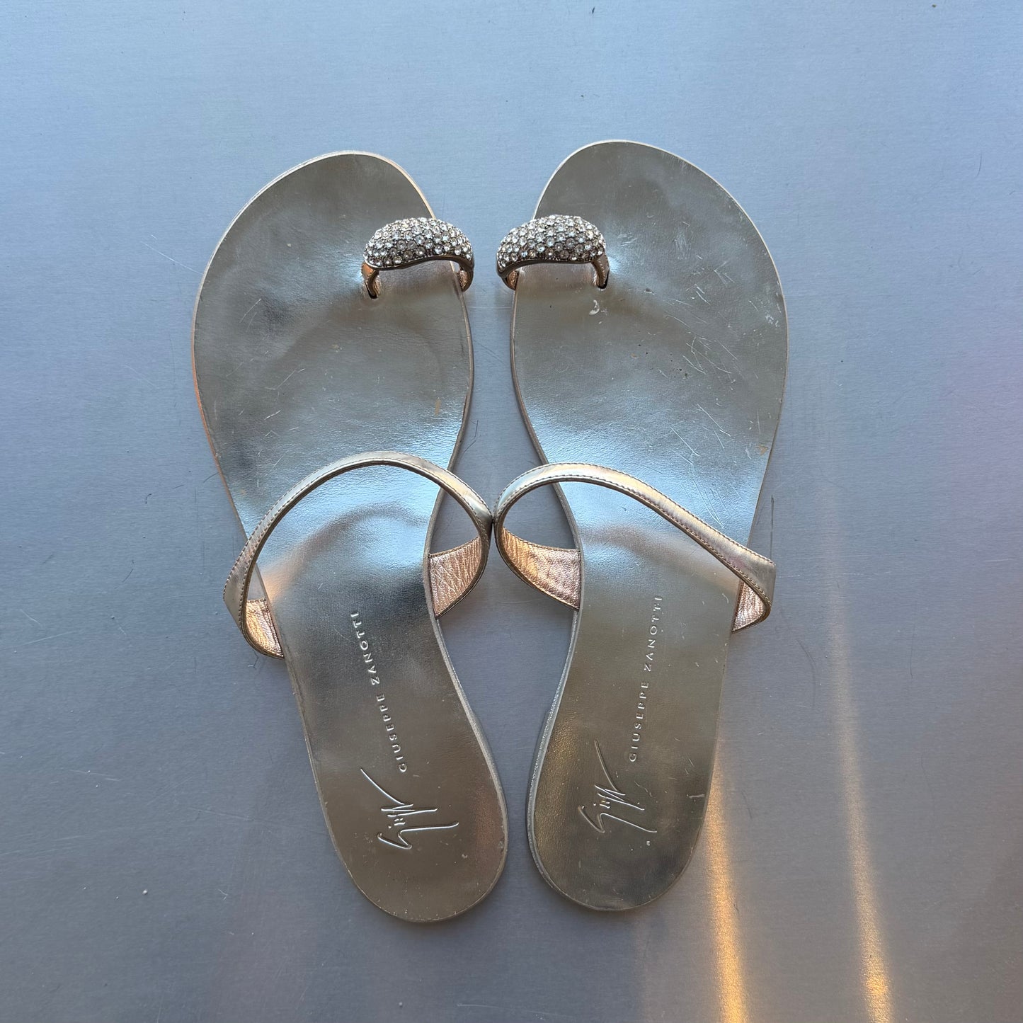 Giuseppe Zanotti Silver Toe Ring Sandals (38)