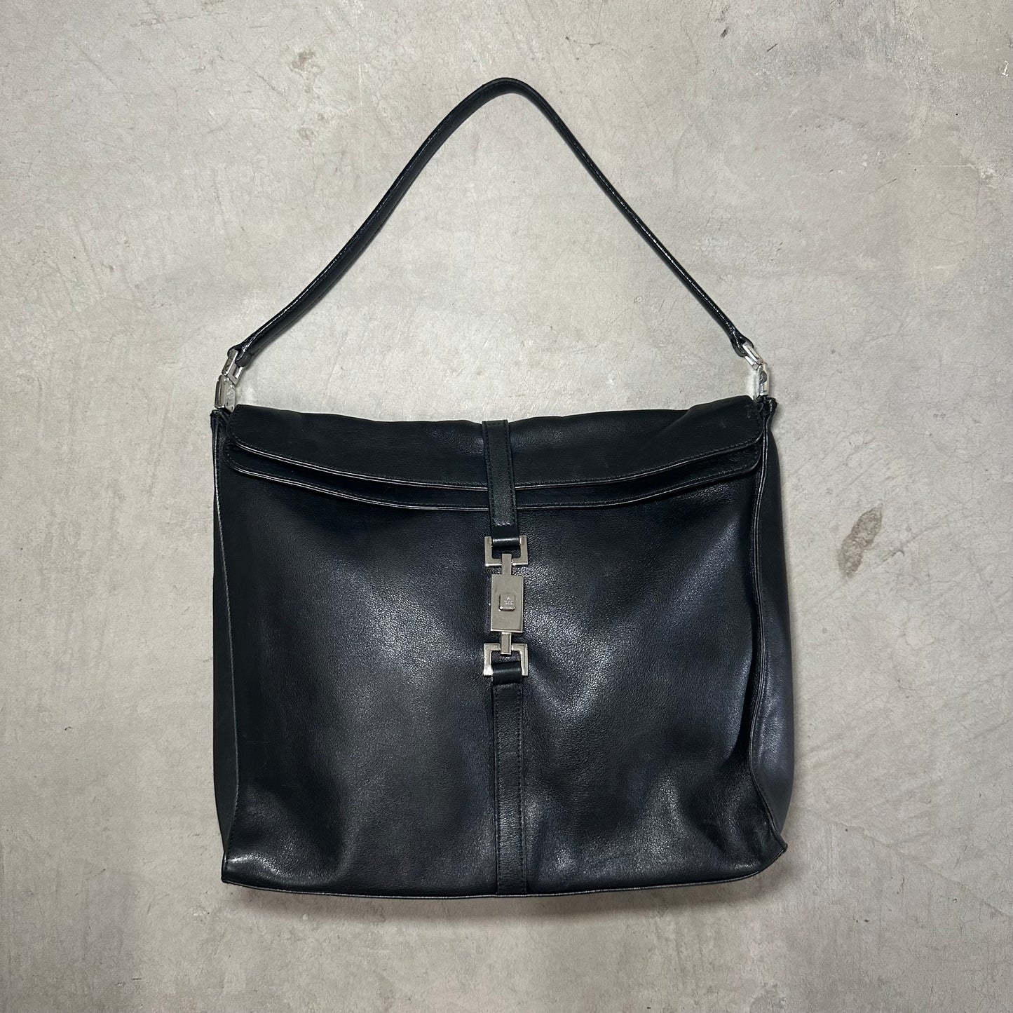 Gucci Square Black Leather Jackie Bag