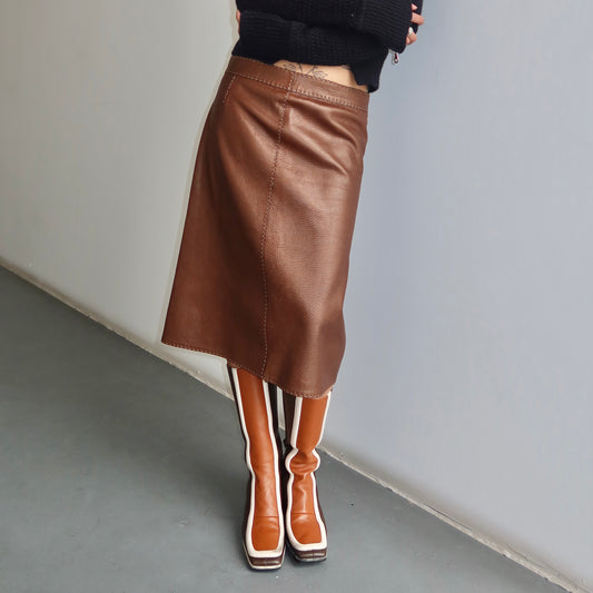 Fendi Metallic Leather Skirt