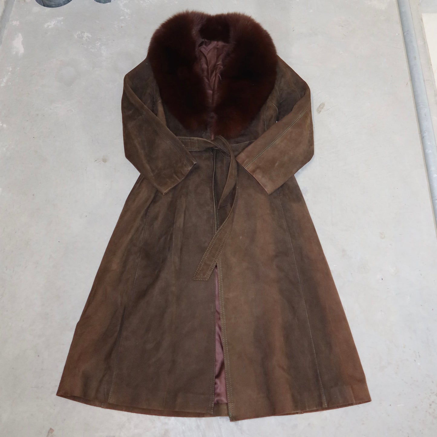 Vintage Brown Suede Trench
