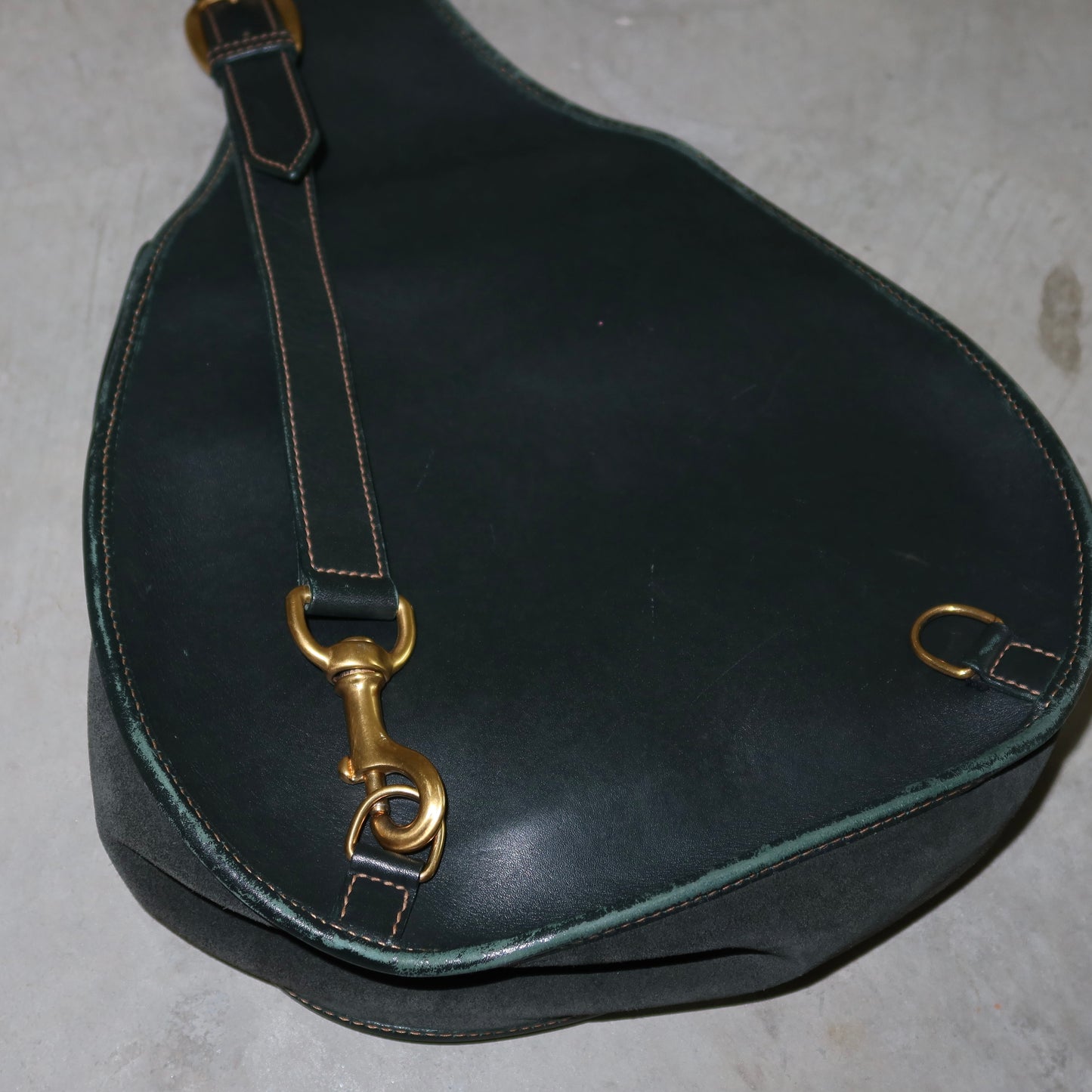 Gucci Dark Green Suede Horse-bit Crossbody