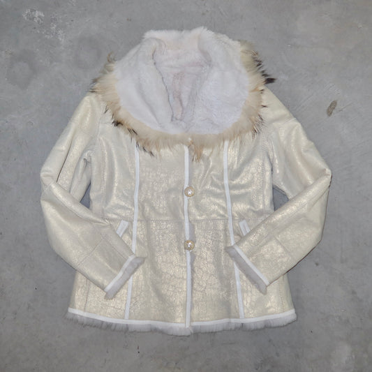 Vintage Gold Leather and Real Fur Reversible Jacket