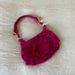 YSL Rare Hot Pink Suede Nadja Bag with Gold Hardware