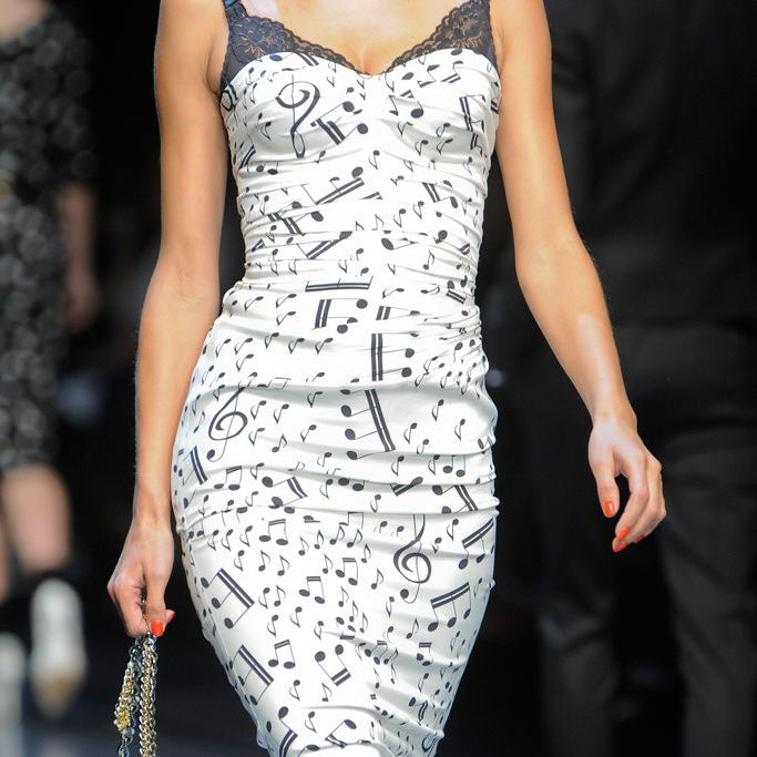 Dolce & Gabbana AW2011 Musical Notes Corset Mini Dress