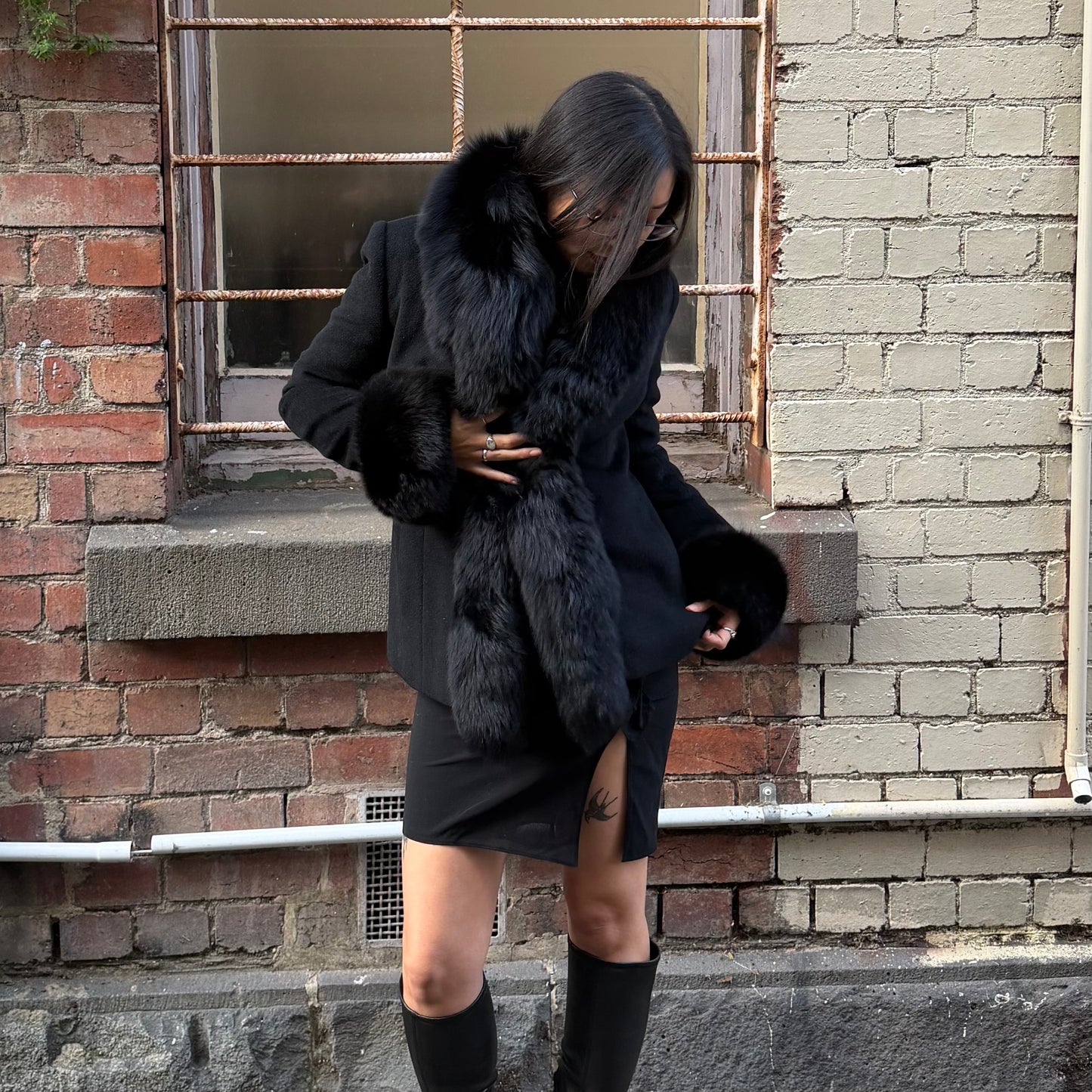 Vintage Coat with Real Fur Trim