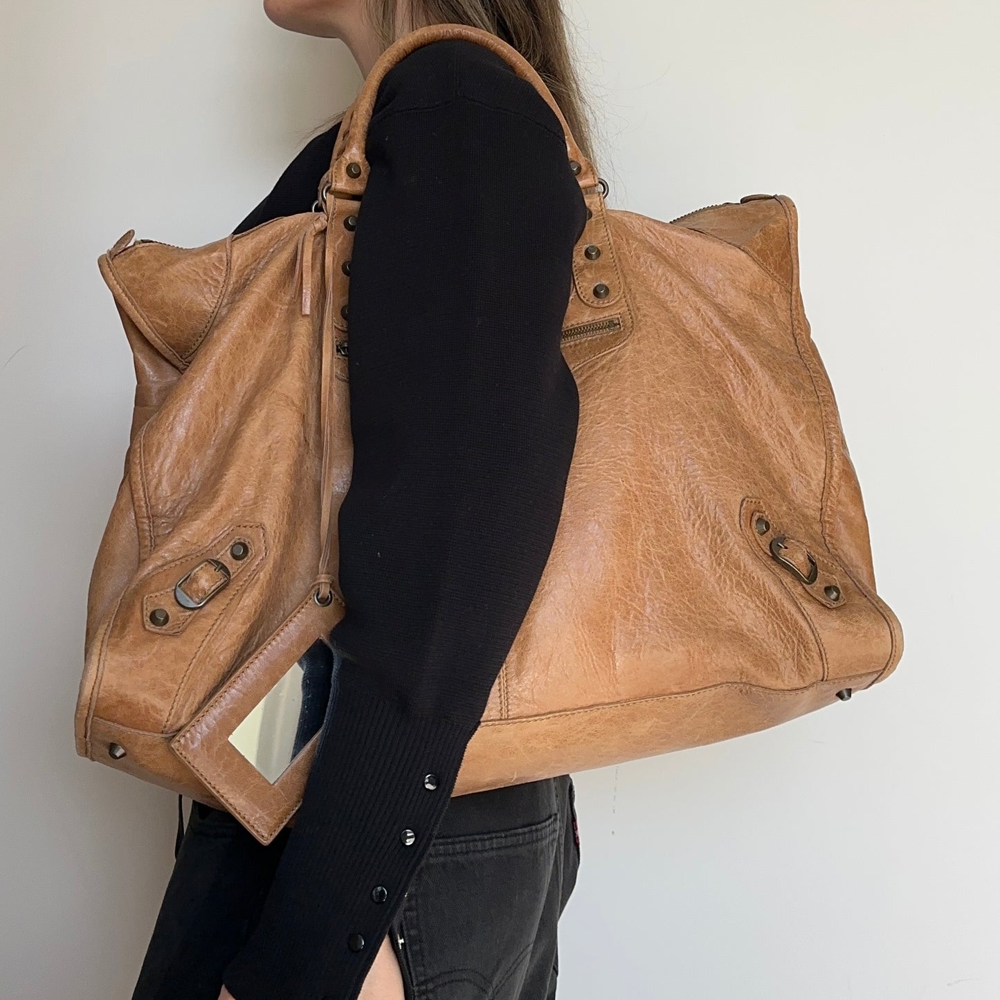 Balenciaga Brown Motorcycle Weekender Bag