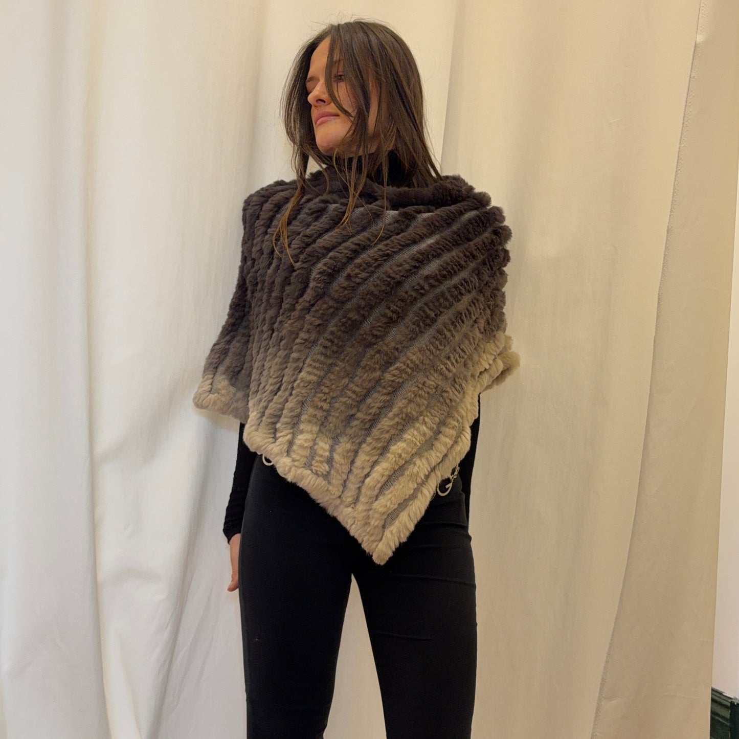Vintage Real Fur Ombré Poncho