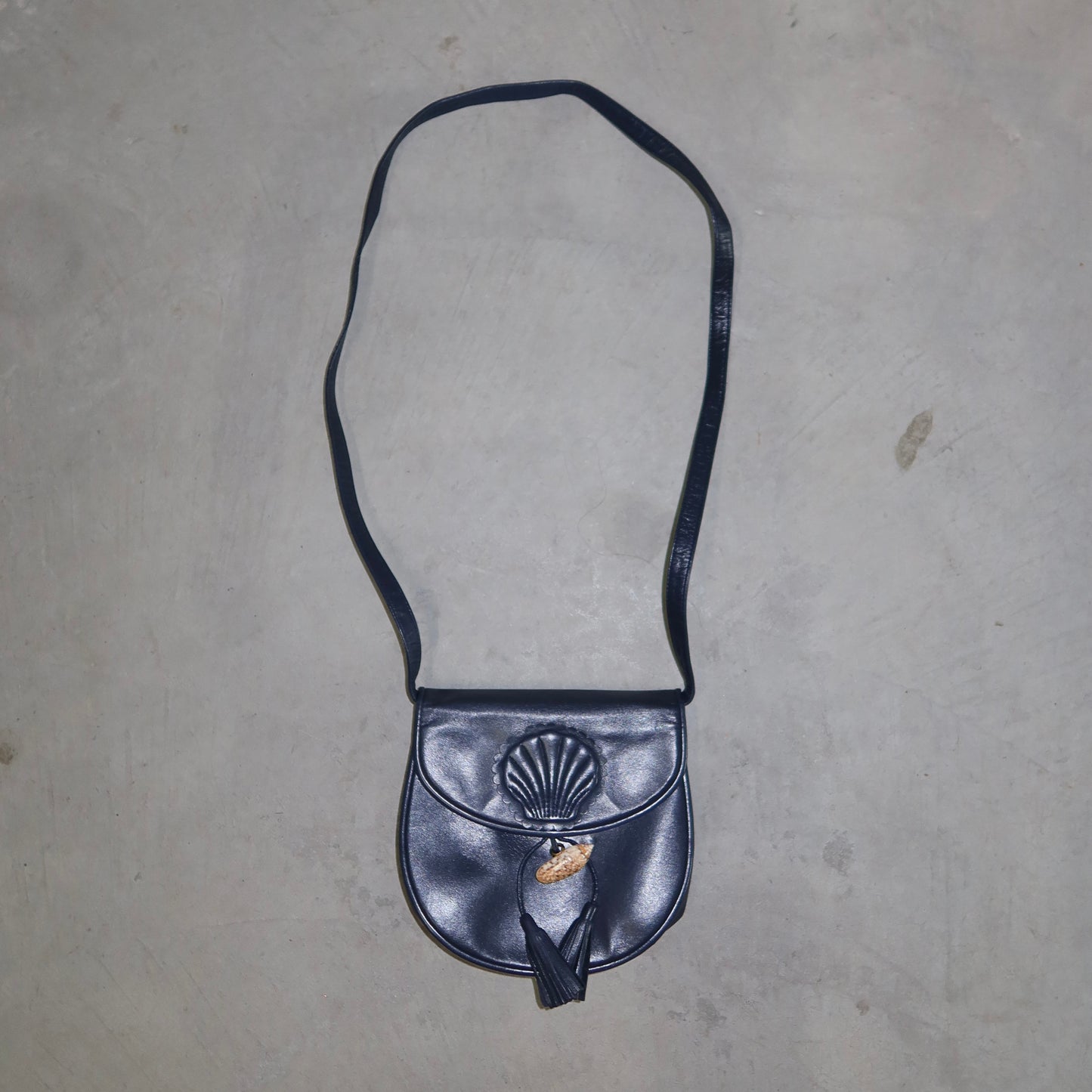 YSL Rare Navy Crossbody Shell Bag