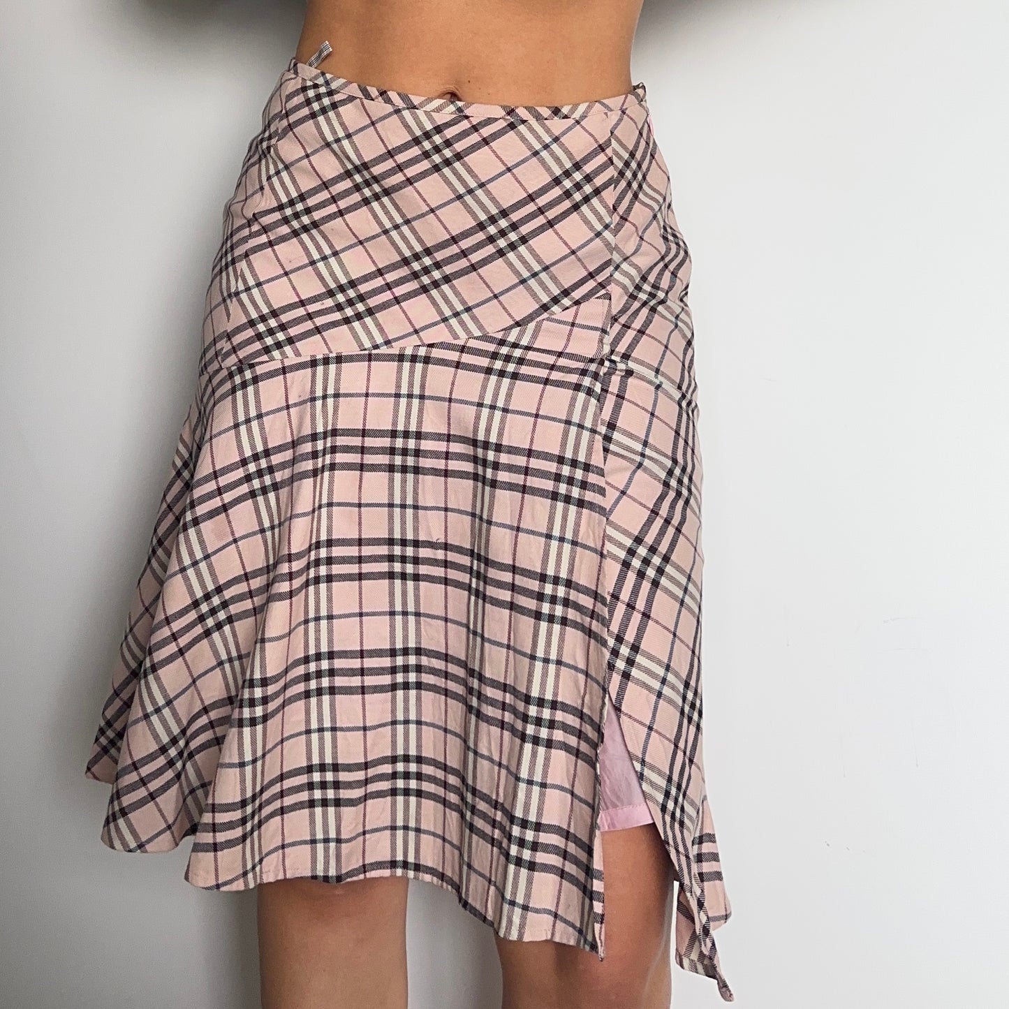 Burberry Pink Check Skirt