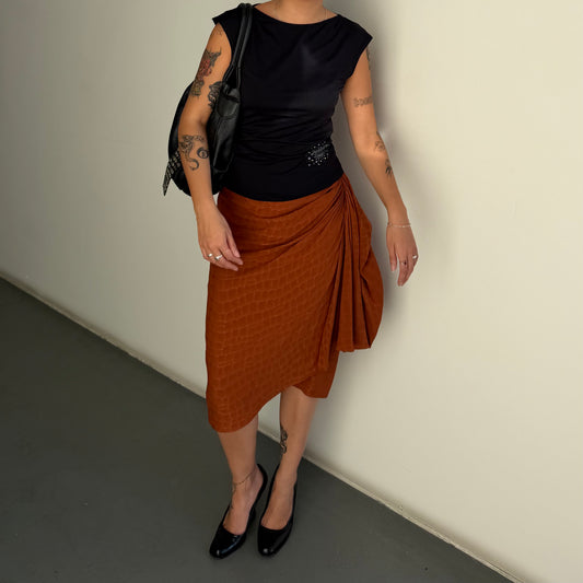 Gucci 2012 Burnt Orange Silk Skirt