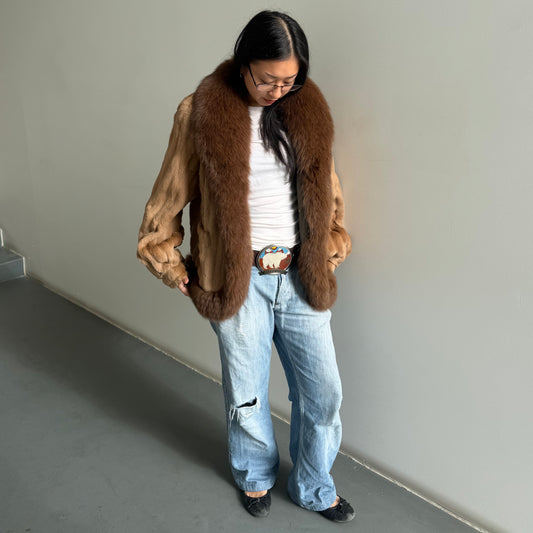 Vintage Mixed Real Fur Bomber
