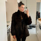 Vintage Dark Brown Real Fur Coat