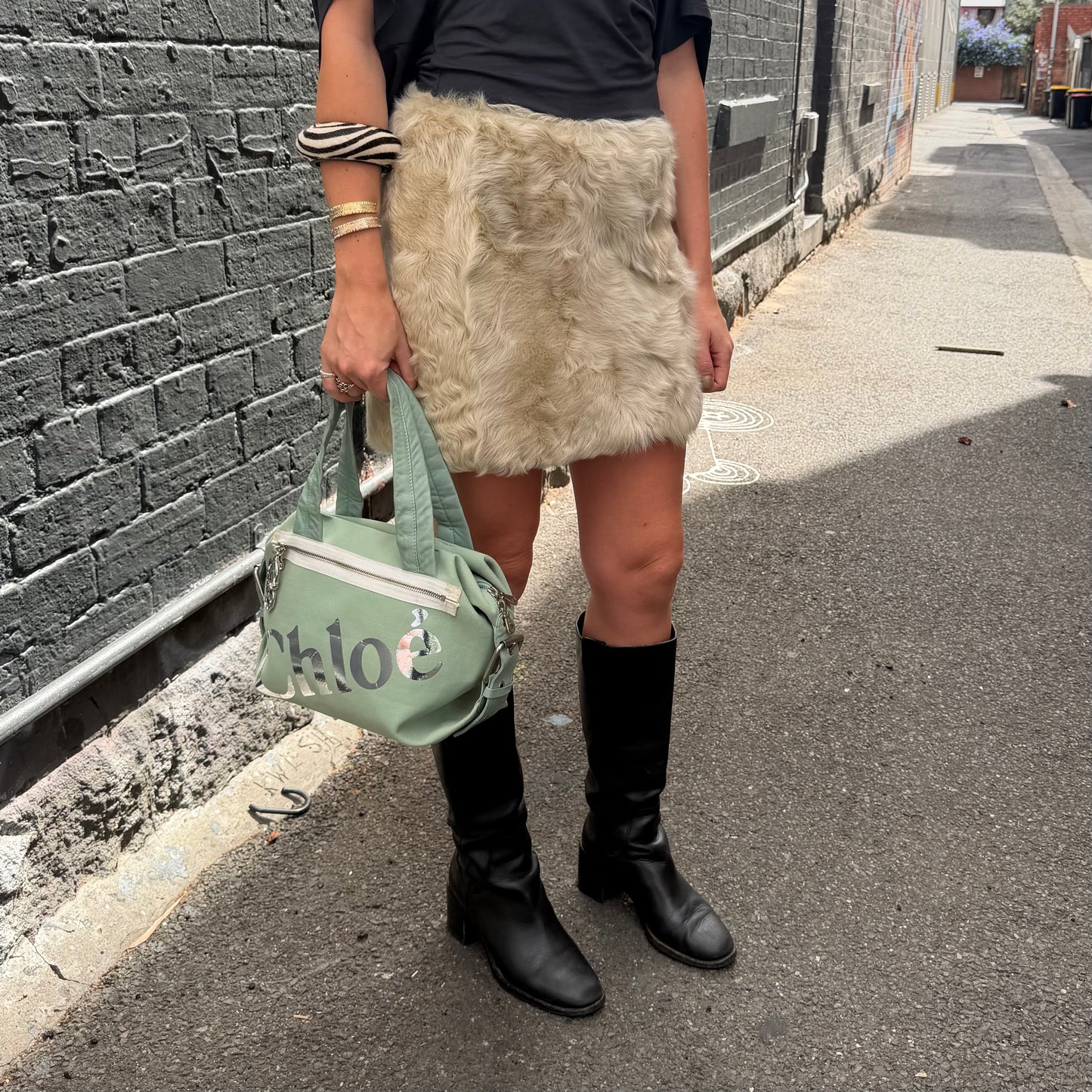 Vintage Shearling Mini Skirt