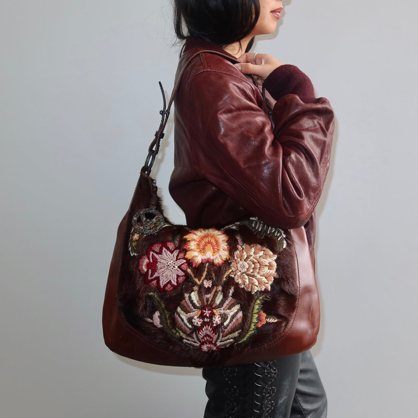 Valentino Embroidered Fur Bag