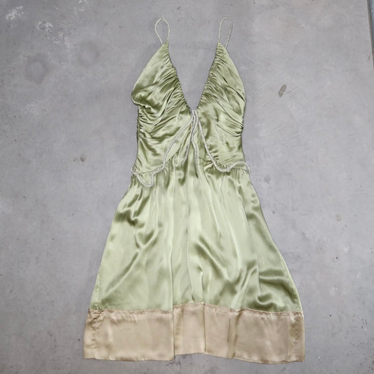 Chloé SS2005 Green Silk Beaded Dress