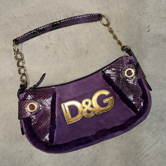 D&G Purple Shearling & Snakeskin Bag