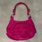 YSL Rare Hot Pink Suede Nadja Bag with Gold Hardware