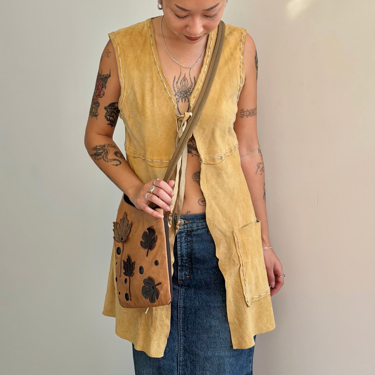 D&G Suede Tie Front Top