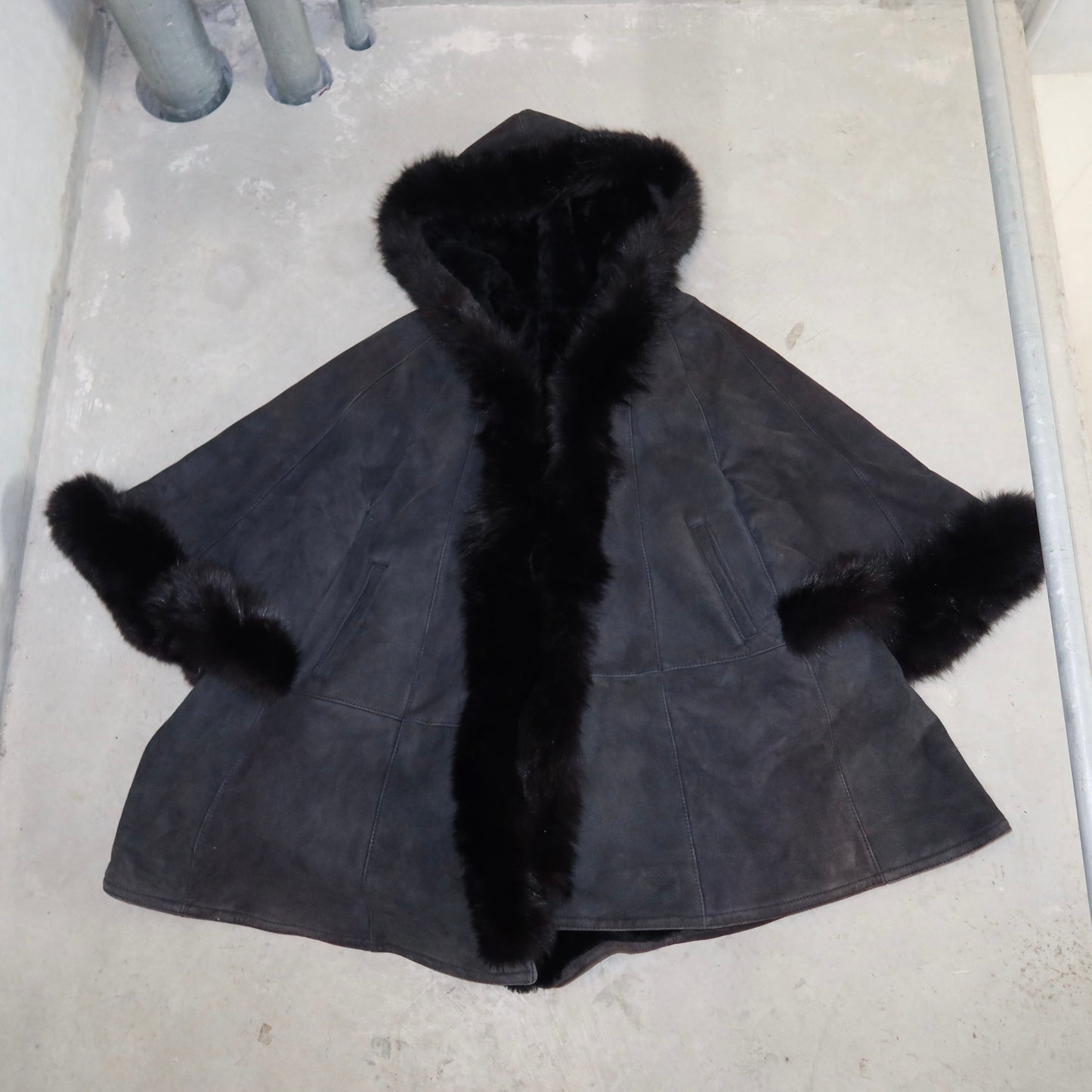 Bruno Magli Shearling Cape Coat