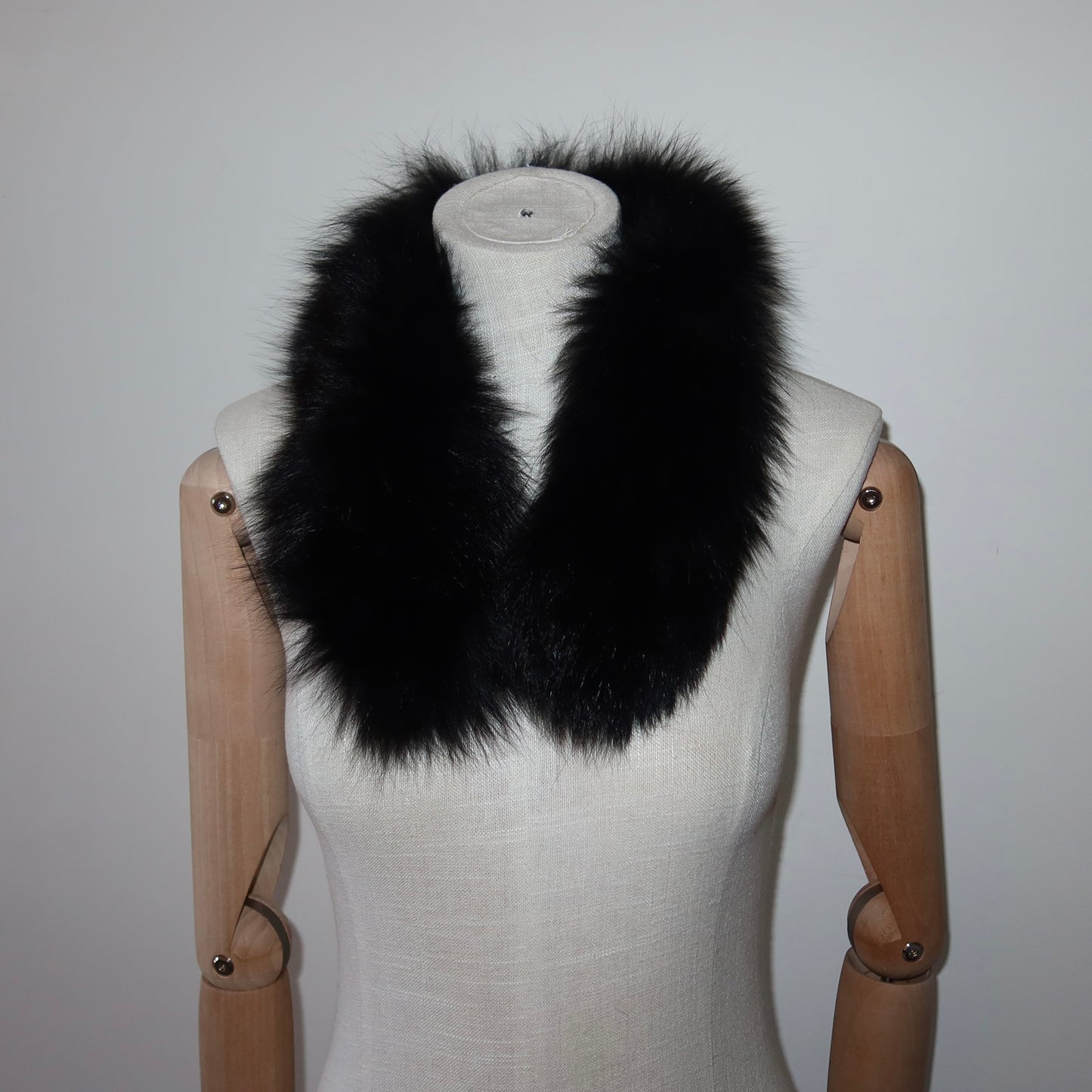 Vintage Black Short Real Fur Collar