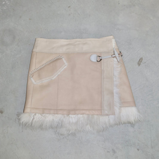 Burberry Leather and Shearling Mini Skirt