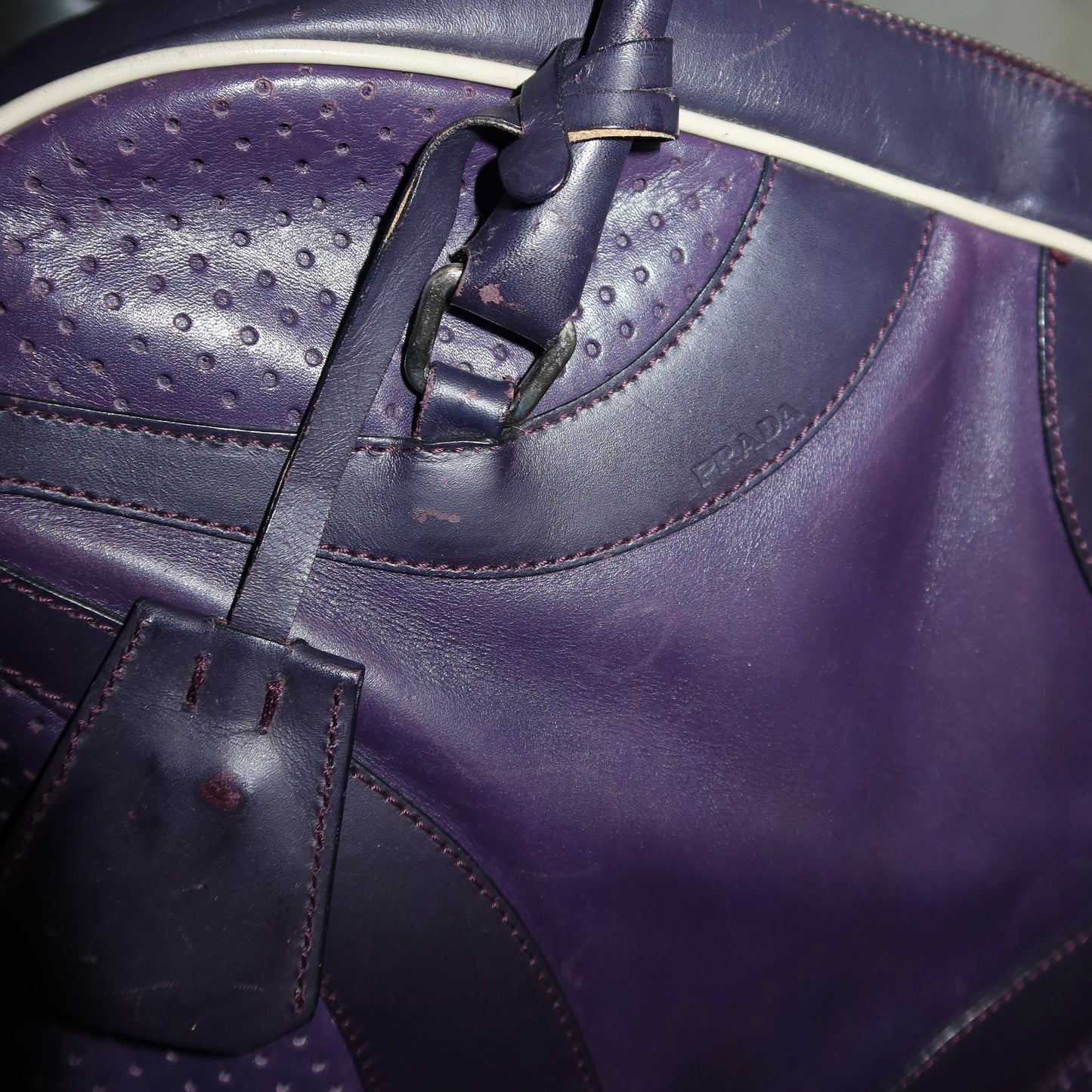 Prada SS2000 Purple Leather Bowling Bag