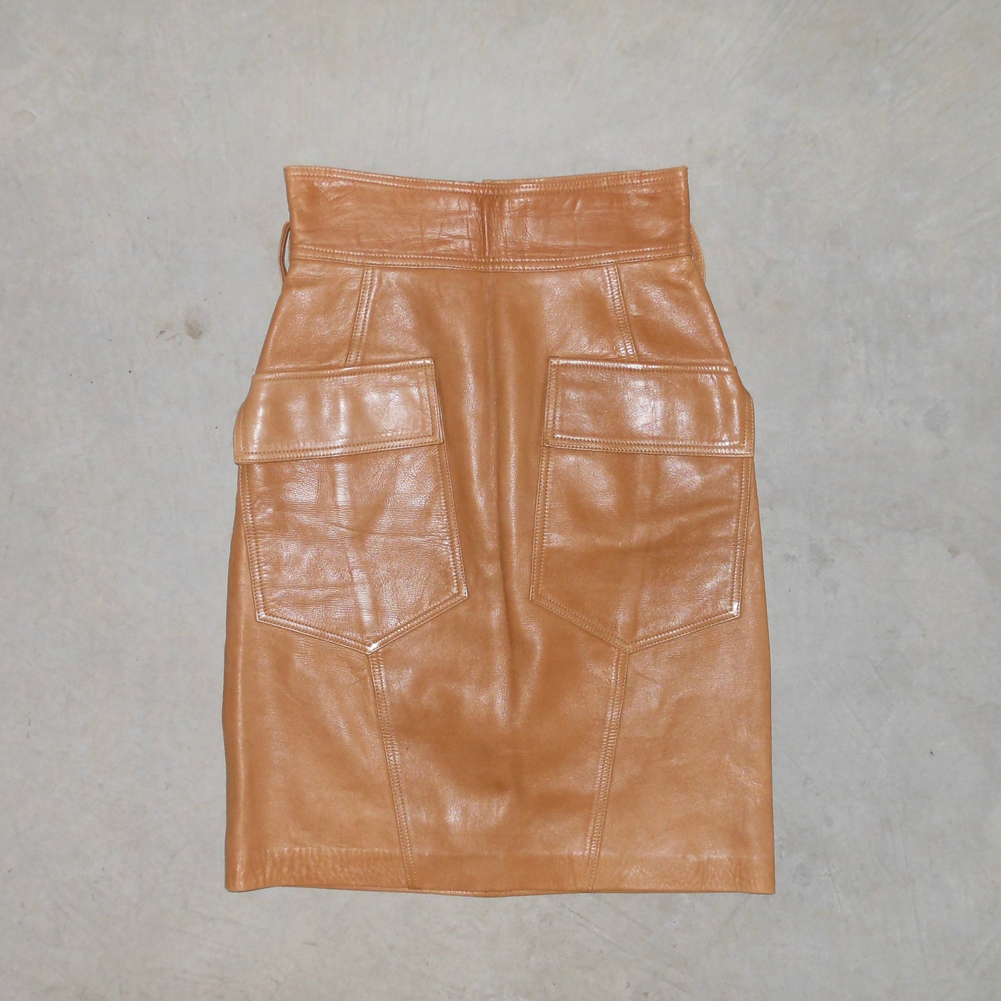 Loewe Tan Leather Midi Skirt