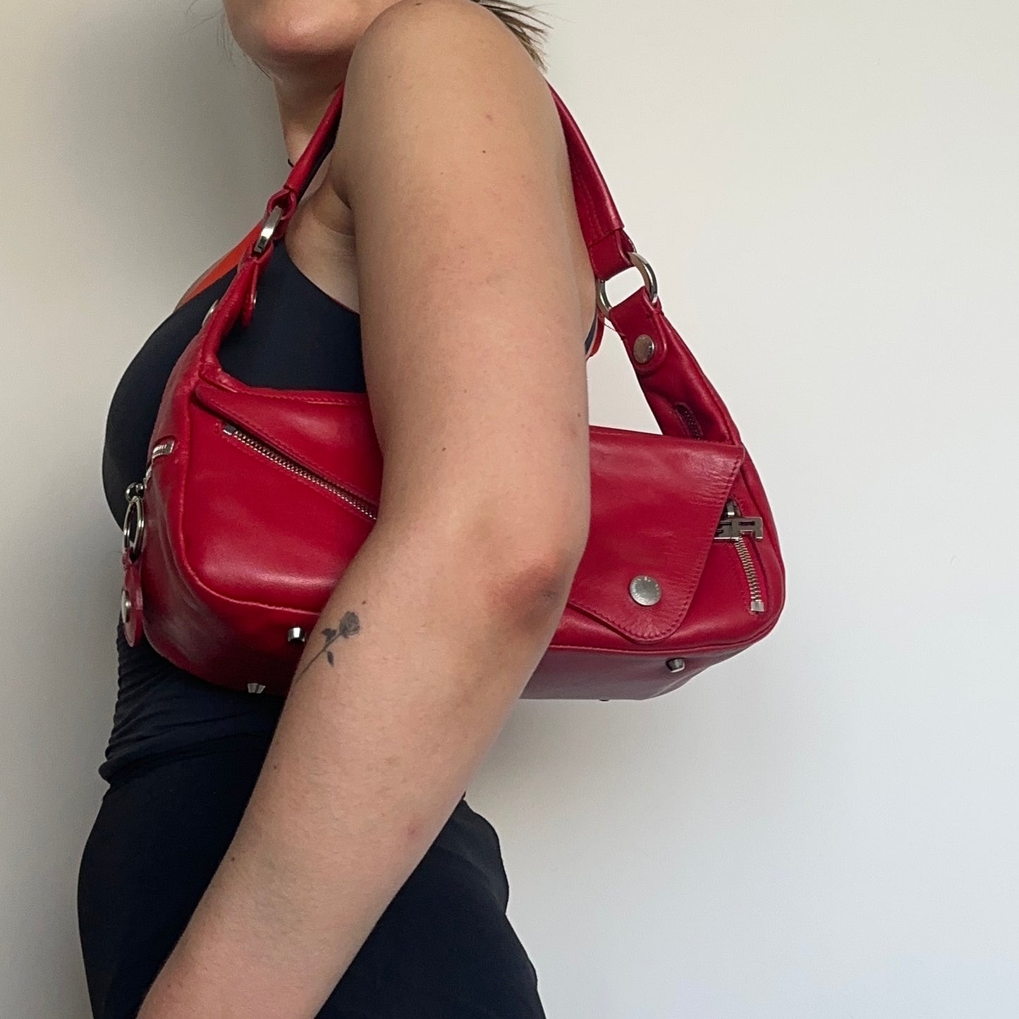 Sonia Rykiel Rare Red Leather Biker Bag