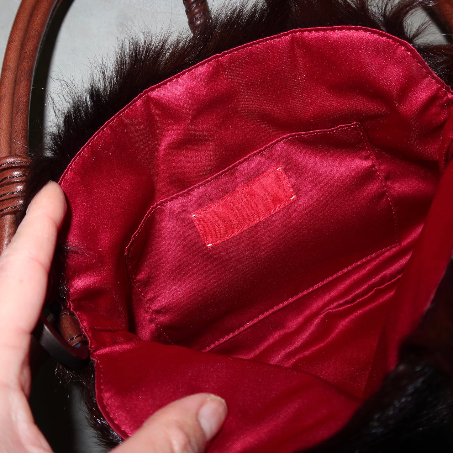 Valentino Embroidered Fur Bag