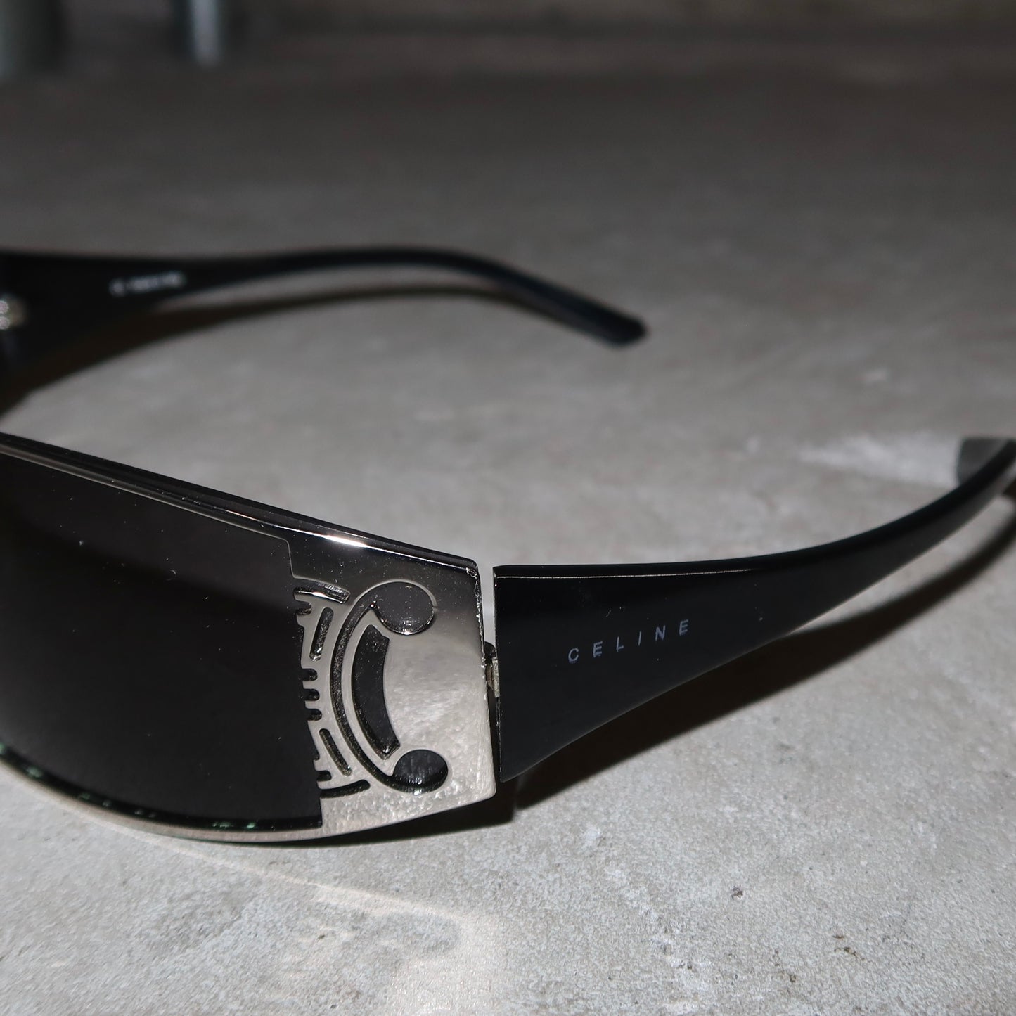 Celine Black and Silver Triomph Sunglasses