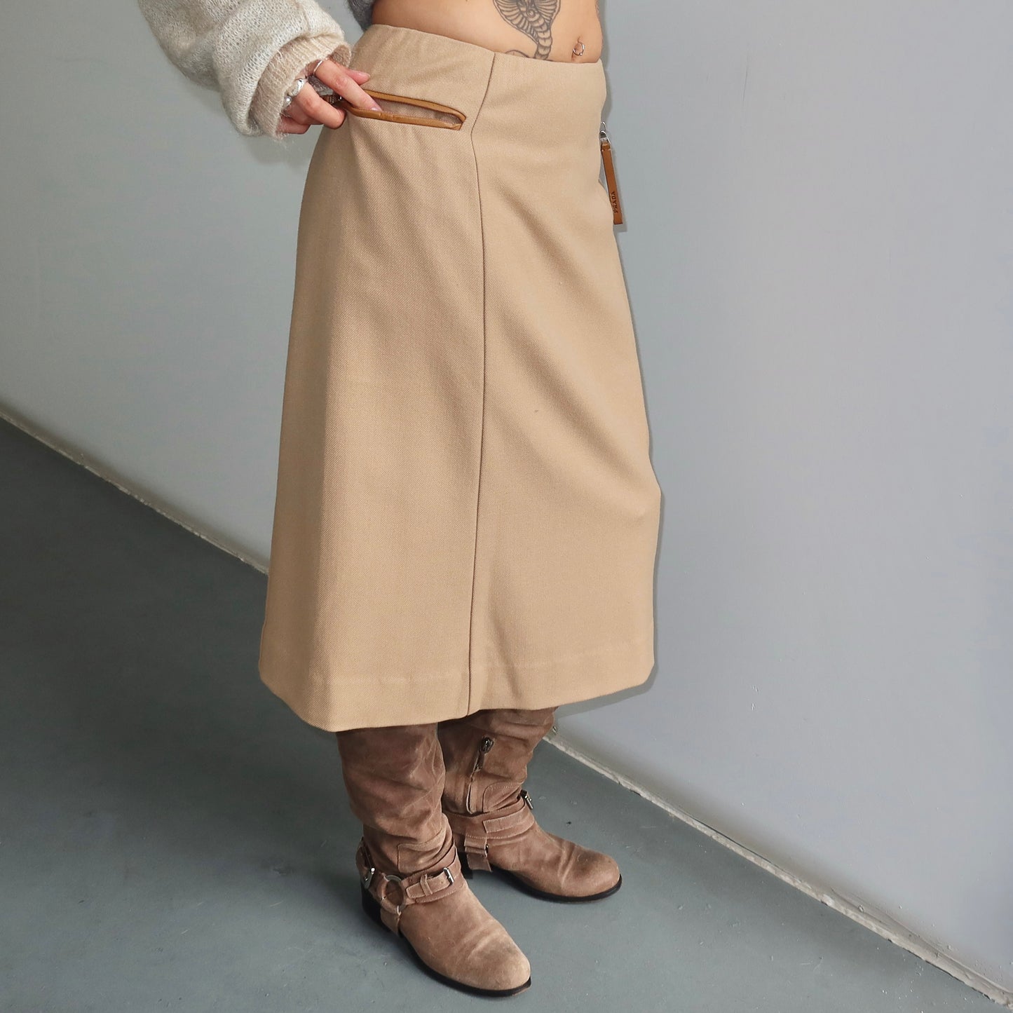 Prada Wool Midi Skirt