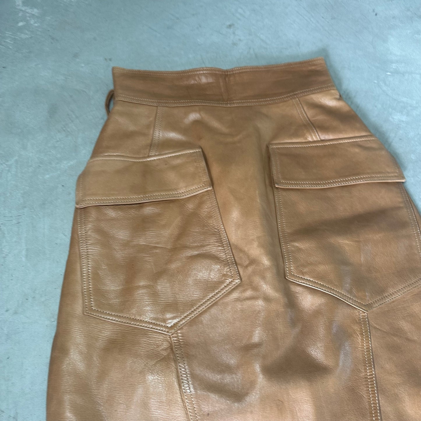 Loewe Tan Leather Midi Skirt