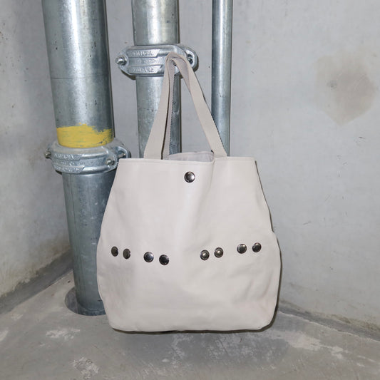 Moschino Cream Leather Studded Tote