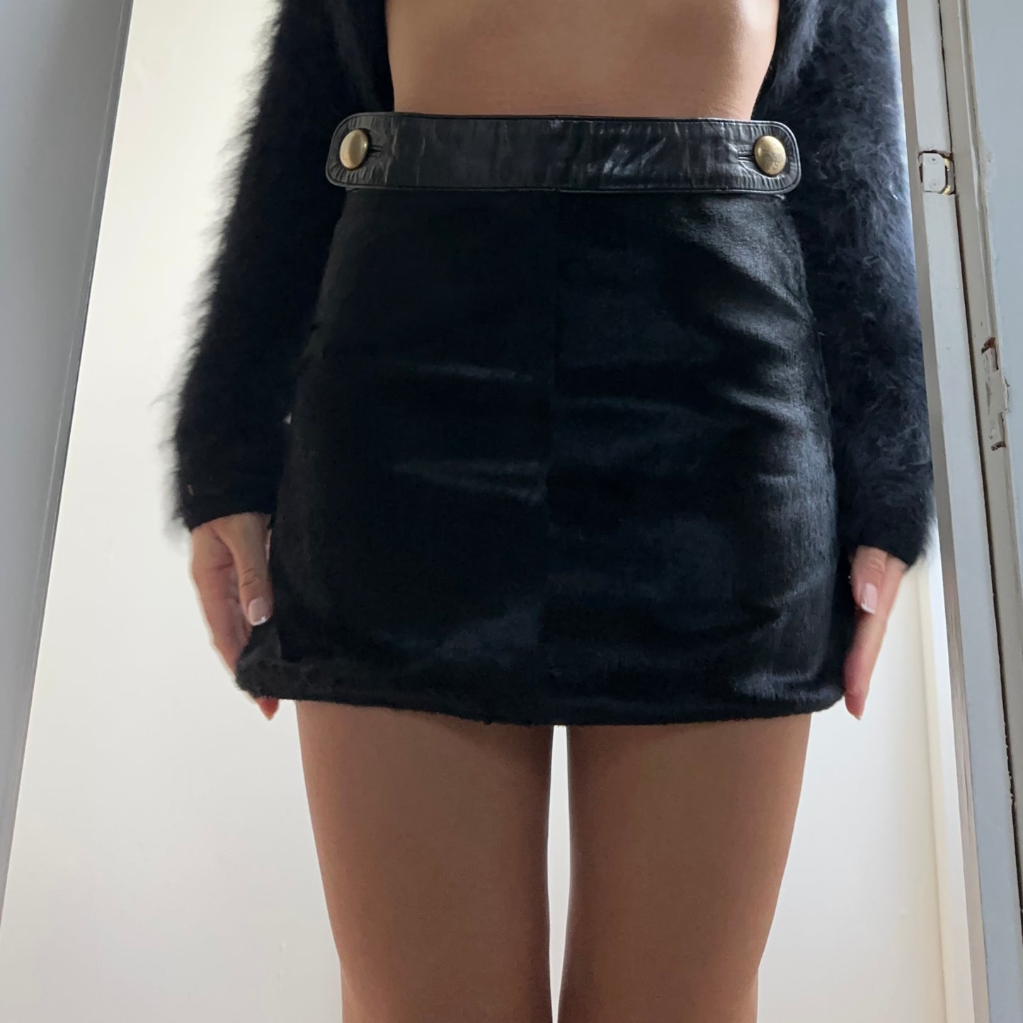 D&G Black Cowhide Mini Skirt