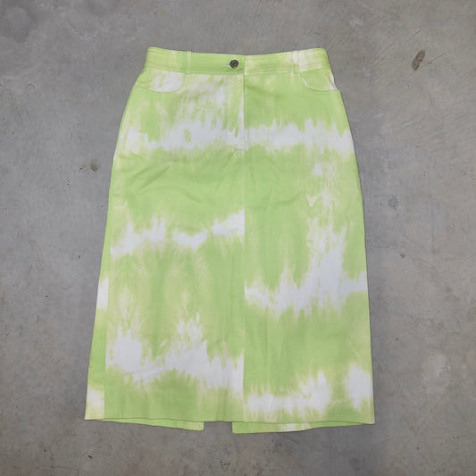 Celine SS2000 Green Tie Dye Denim Skirt