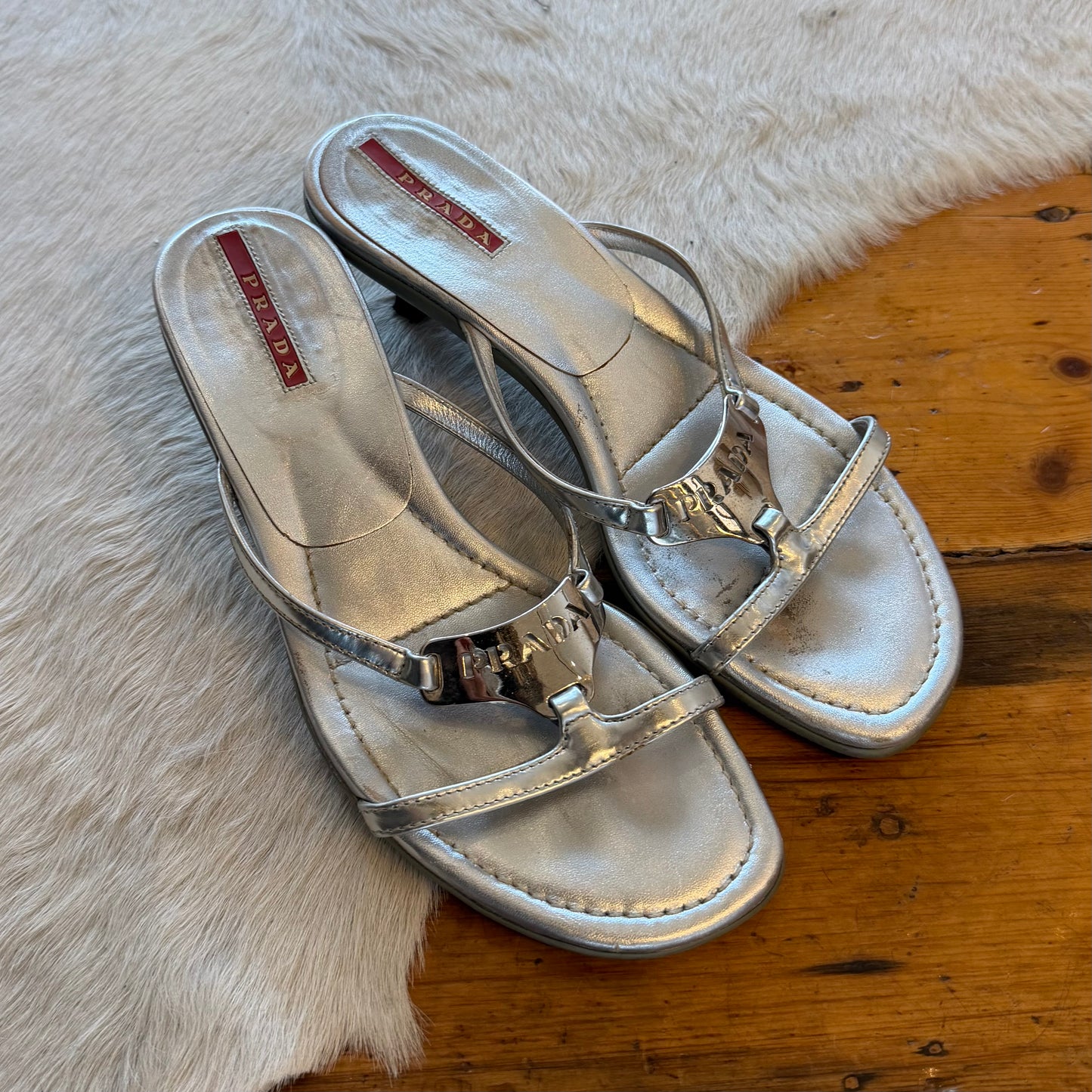 Prada Logo Plaque Heels (36-37)
