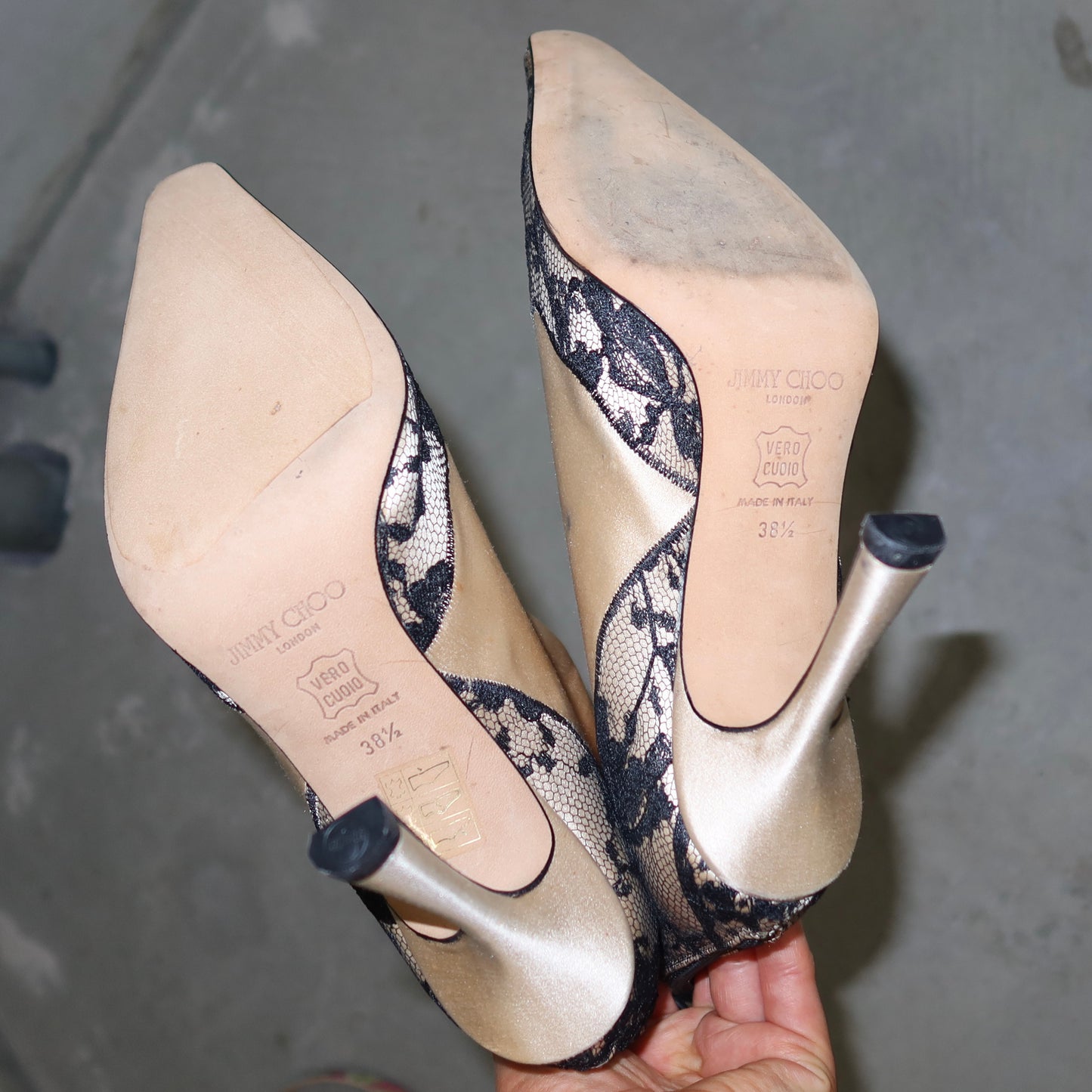 Jimmy Choo Satin and Lace Booties (38.5)