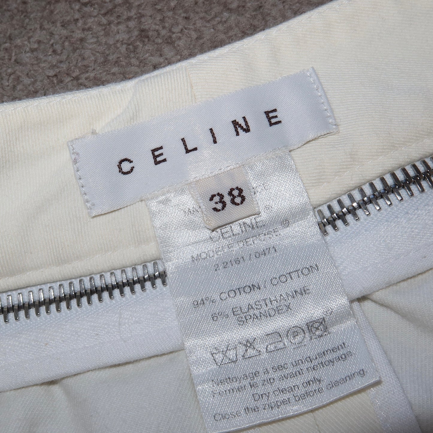 Celine White Zip Skirt