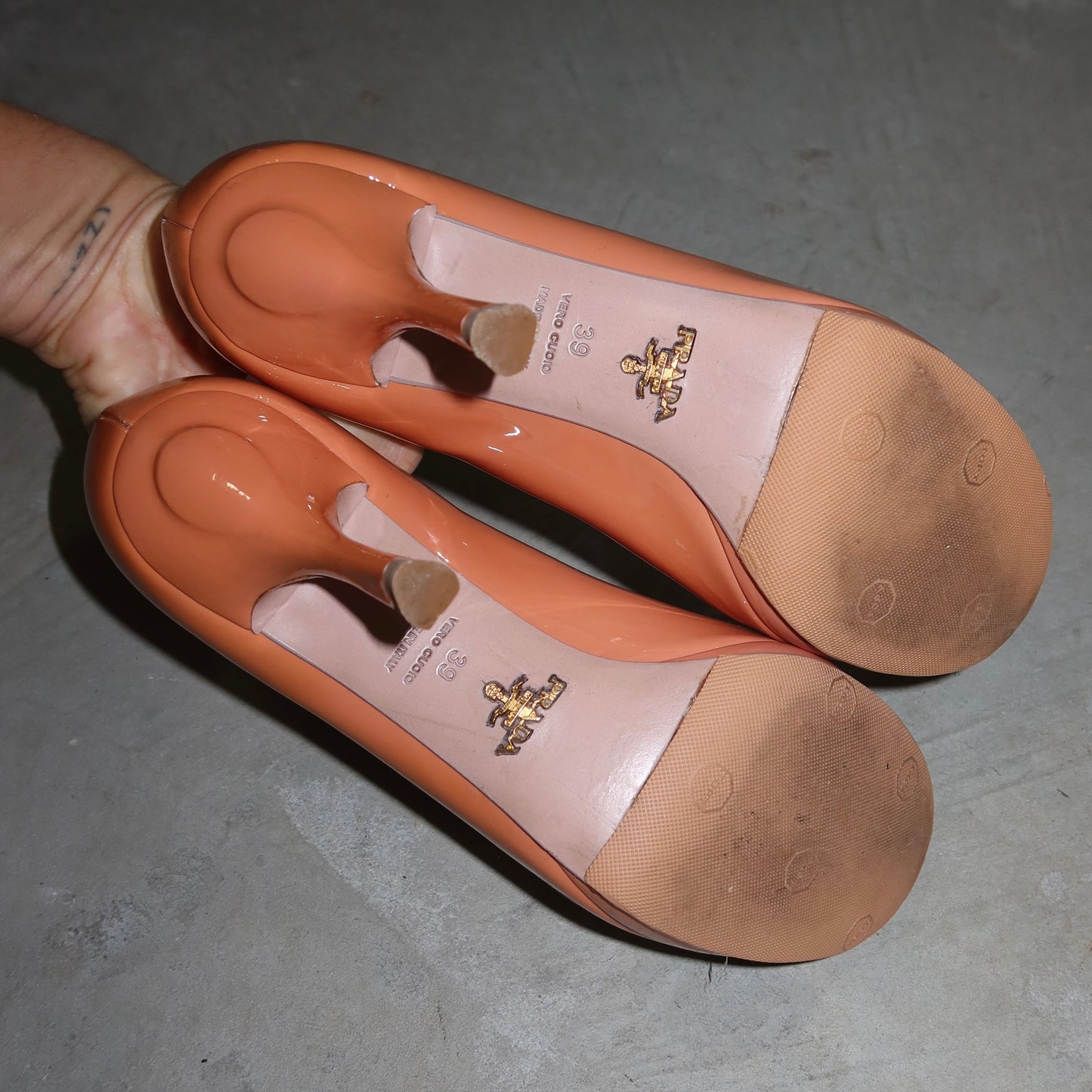 Prada Orange Patent Heels (39)