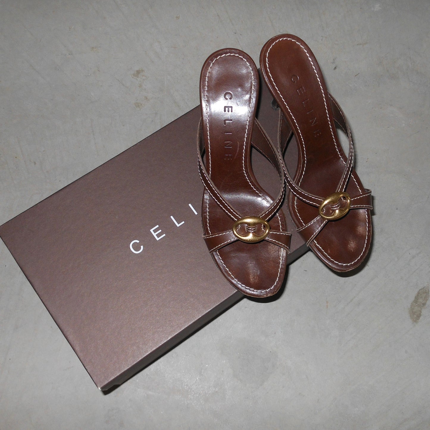 Celine Brown Leather Heels (35)