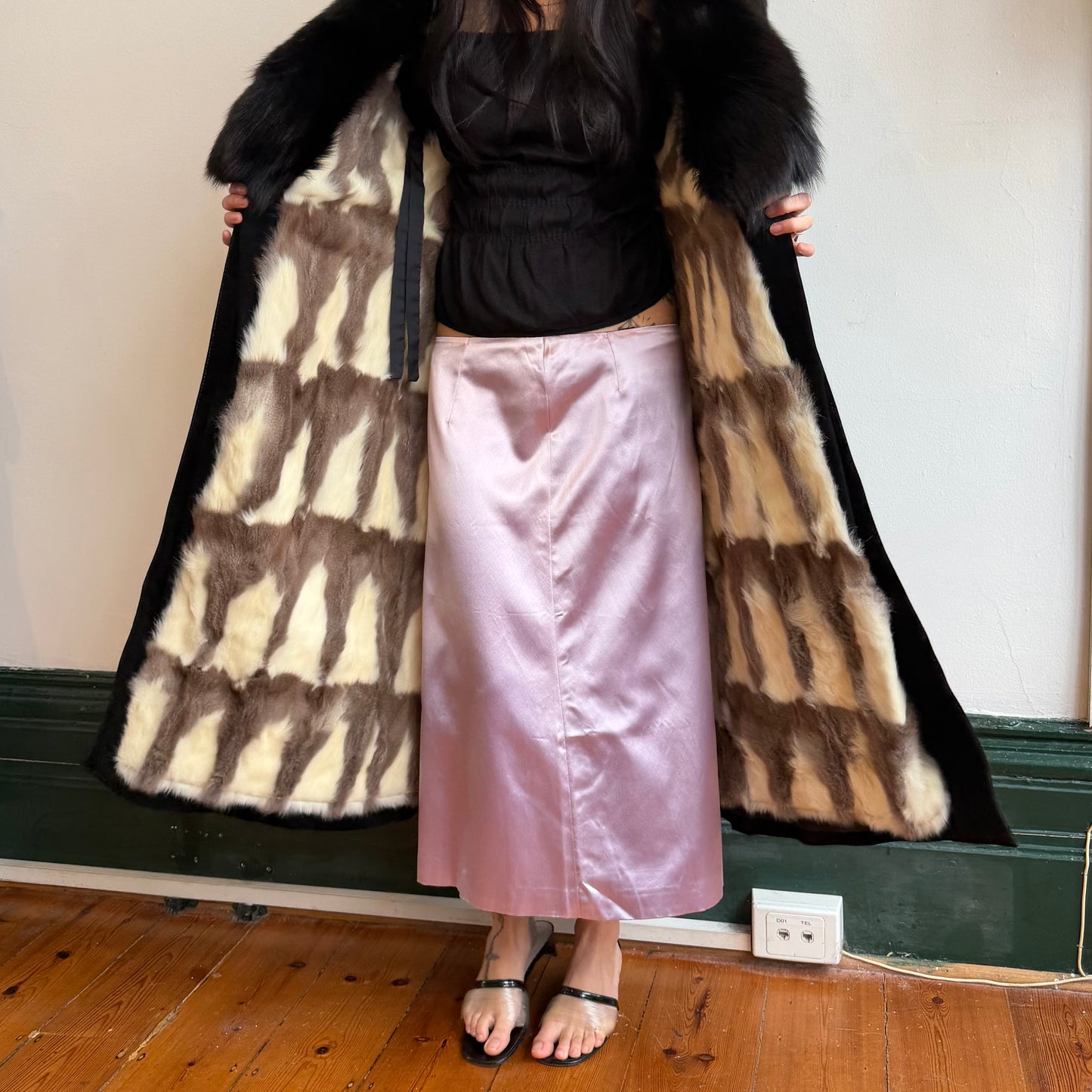 Vintage Fur Lined Suede Trench