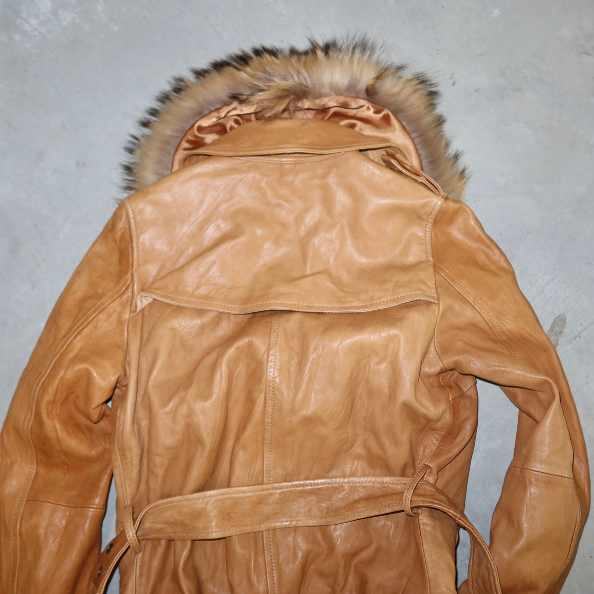 Vintage Fur Trim Leather Trench