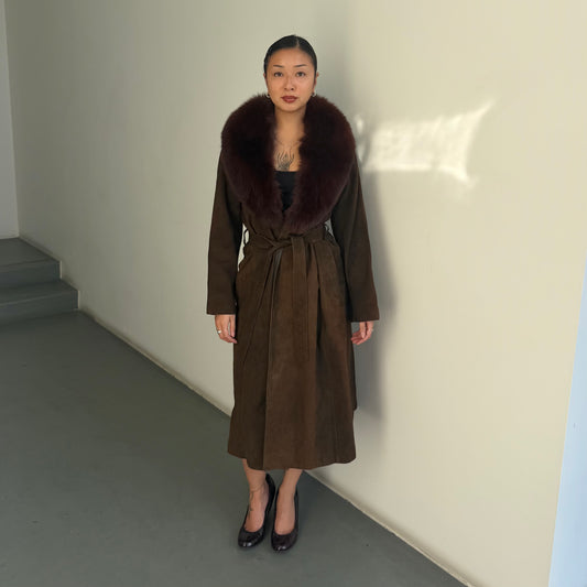 Vintage Brown Suede Trench