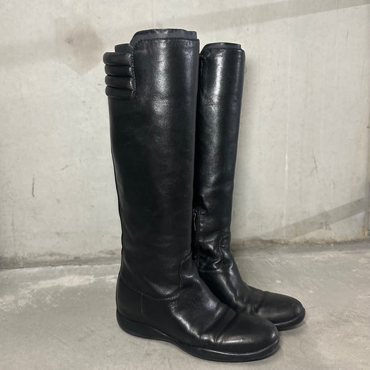 Prada Sport Padded Biker Boots with Hidden Wedge (37.5)